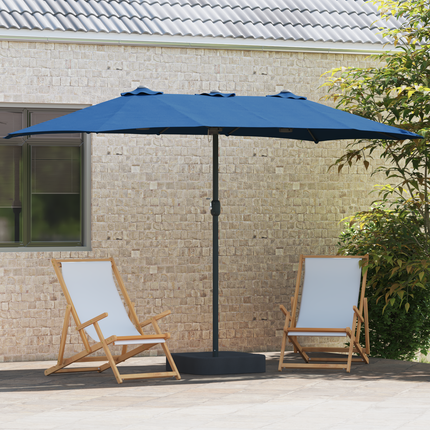 Trädgårdsparasol 385 x 209 x 244 cm Polyester Azurblå
