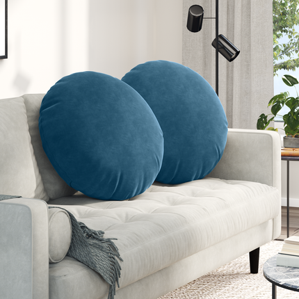 Sittkuddar 2 st Sammet Blå Ø60 x 21 cm