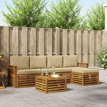 Utomhussoffset 6 st Naturlig och Beige