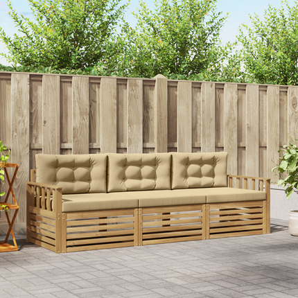Utomhussoffset 3 st Vit och Beige Polyester