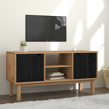 TV-bänk OTTA 113,5 x 43 x 57 cm Svart Massiv furu