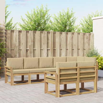 Utomhussoffset 8 st Vit och Beige Polyester