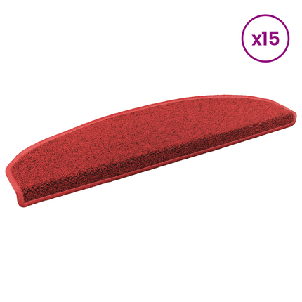 Självhäftande trappmattor 15 st 80 x 24,5 x 3,5 cm Röd