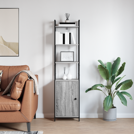 Bokskåp 6 nivåer 40 x 24 x 161 cm Konstruerat trä Grå Sonoma