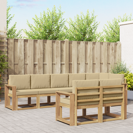 Utomhussoffset 8 st Vit och Beige Polyester