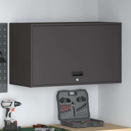 Vägghylla för garage Svart 90 x 40 x 53 cm Pulverlackerad stål