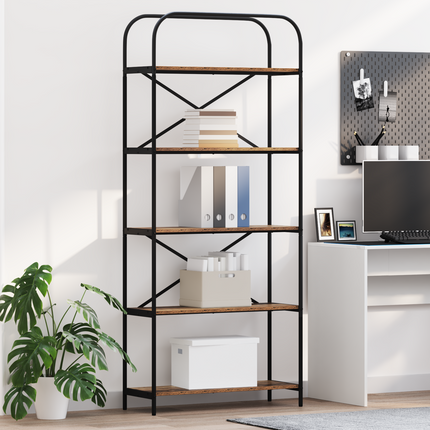 Hyllsystem 5 nivåer 80 x 30 x 183 cm Konstruerat trä