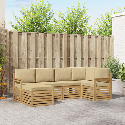 Utomhussoffset 6 st Vit och Beige Polyester