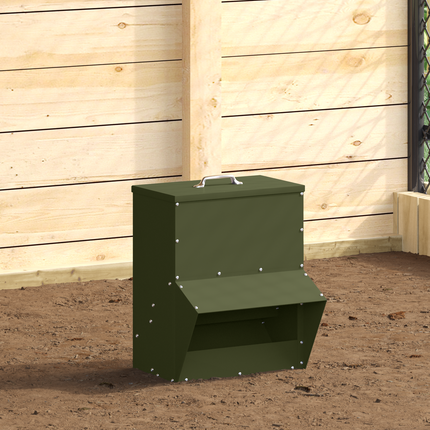 Hönsfodertråg Olivgrön 20 x 25 x 35 cm Kallvalsat Stål