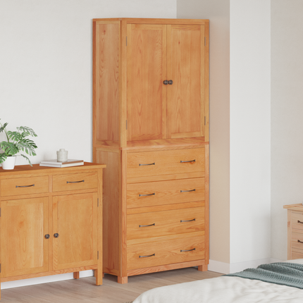 Förvaringsmöbelset 2 st Naturlig 80 x 35 x 185 cm Massivt Ekträ