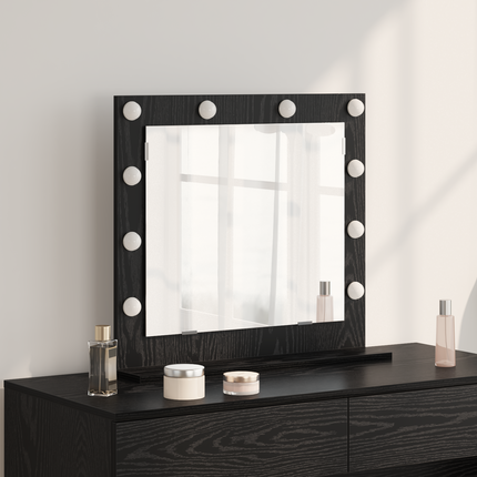 Smink Spegel Svart Ek 60 x 55 x 18 cm Glas och konstruerat trä
