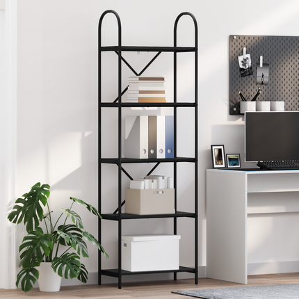 Hyllsystem 5 nivåer 60 x 30 x 183 cm Konstruerat trä Svart Ek