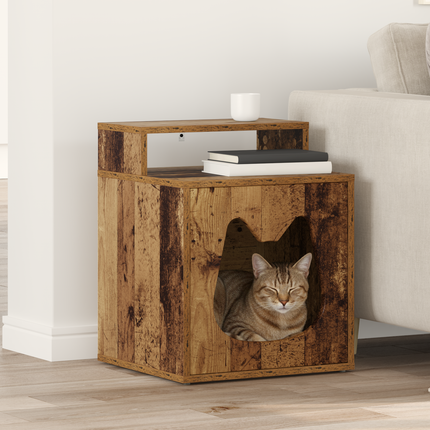 Katt hus Gammalt trä 42,5 x 40 x 53,5 cm Konstruerat trä