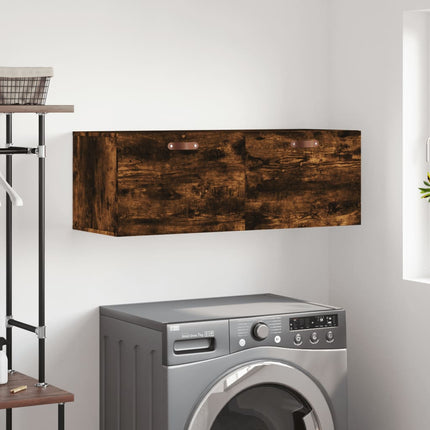 Väggskåp rökfärgad ek 100x36,5x35 cm konstruerat trä