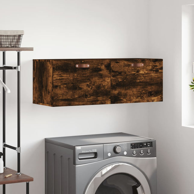 Väggskåp rökfärgad ek 100x36,5x35 cm konstruerat trä