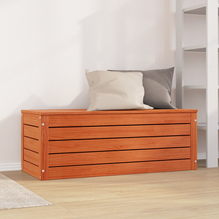 Förvaringslåda med dörr Vaxbrun 109 x 36,5 x 33 cm Massiv furu
