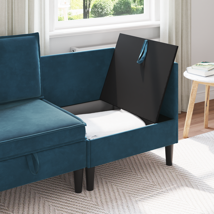 Soffa med förvaring Blå Sammet