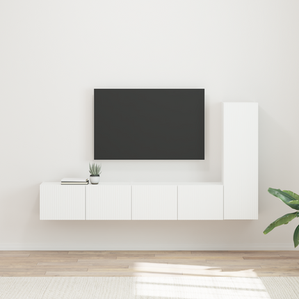 TV-bänkset 3 st Vit Konstruerat trä