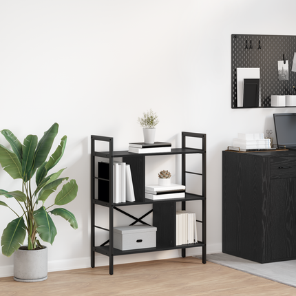Hyllsystem 5 nivåer 75 x 30 x 91 cm Konstruerat trä Svart Ek