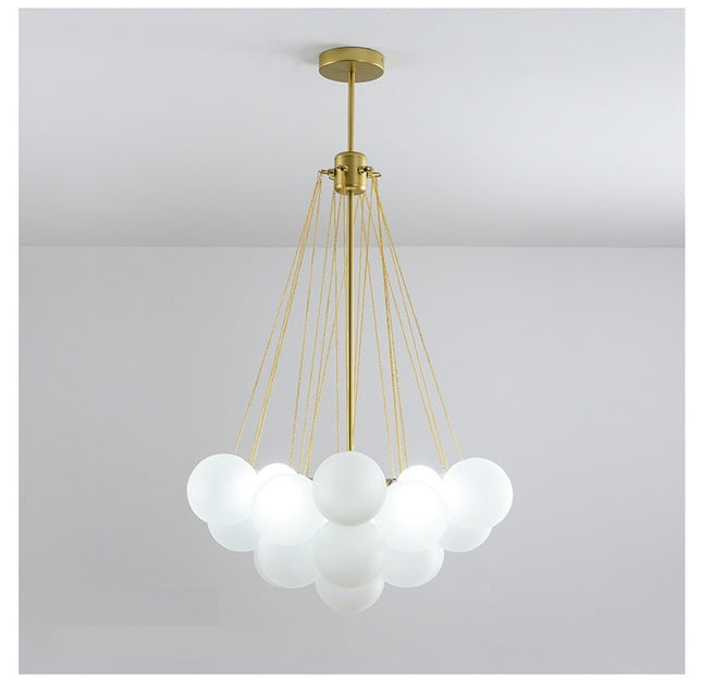 Creative Light Luxury Ball White Glass Bubble Post-modern Living Room Pendant Lamp