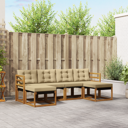 Utomhussoffset 6 st Naturlig och Beige