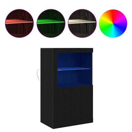 LED-sido bord 60,5 x 37 x 100 cm Konstruerat trä Svart Ek