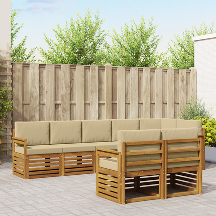 Utomhussoffset 8 st Naturlig och Beige Polyester