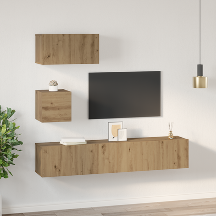 TV-bänkset 3 st Artisan Ek Konstruerat trä