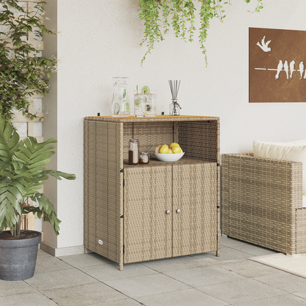 Skåp med hylla Beige 70 x 50 x 87 cm Polyester och Roly Rattan