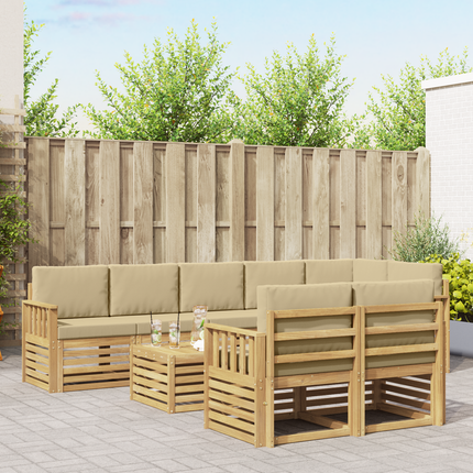 Utomhussoffset 9 st Vit och Beige Polyester