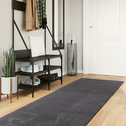 Mellanhög mjuk och tvättbar matta HUARTE Antracit 80 x 500 cm