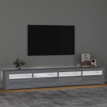 TV-bänk med LED-belysning grå sonoma 240x35x40 cm