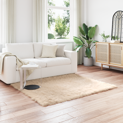 Fuskfäll matta TAFALLA Beige 160 x 160 cm Polyester