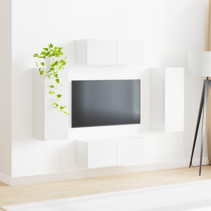 TV väggskåp set 4 st Högblanka vita Konstruerat trä