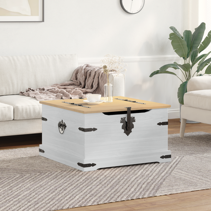 storage box med hylla Vit 78 x 78 x 45 cm Massiv furu