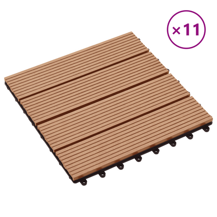 Terrassplattor 11 st Teak 30 x 30 cm WPC