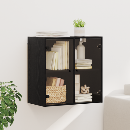 Väggskåp 68 x 37 x 68,5 cm Konstruerat trä Svart Ek