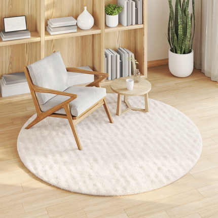 Områdesmattor Rund SIROLO Gräddvit Ø 160 CM Polyester