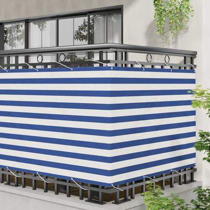 Balkong Skärm Blå och Vit 110 x 600 cm Oxford Tyg