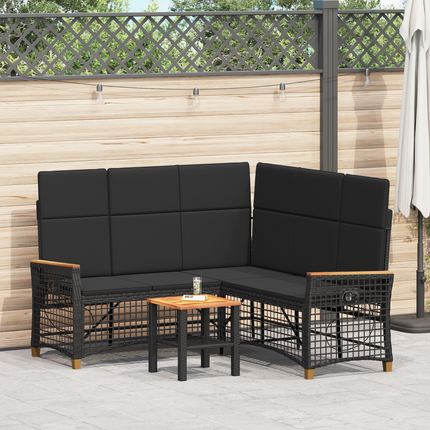 Trädgårds fällbar soffgrupp Justerbar Svart 164 x 164 x 112 cm