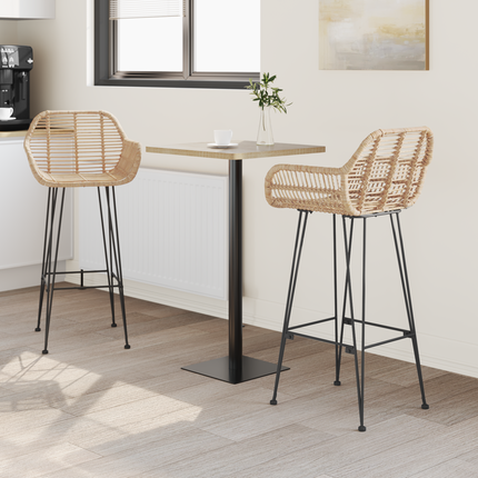 Barstol 2 st Naturfärg 55 x 52 x 105 cm Rattan och Järn
