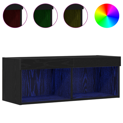 TV-bänkset 80 x 30 x 30 cm Svart Ek Konstruerat trä