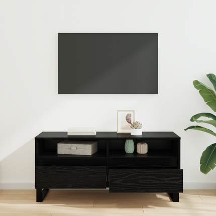 TV-skåp Svart Ek 100 x 34,5 x 44,5 cm Konstruerat trä och järn