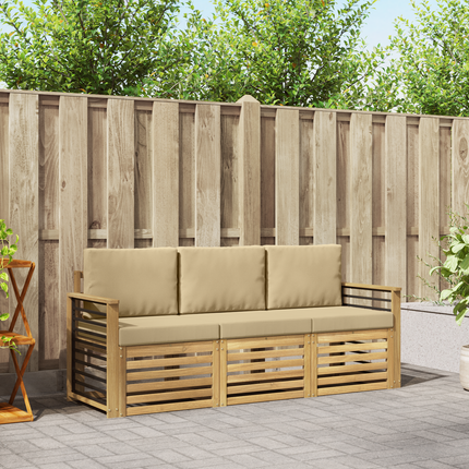 Utomhussoffset 3 st 3-sits Vit och Beige Polyester