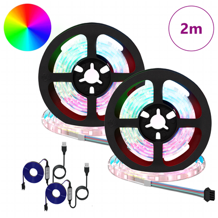 LED Band 2 st Svart och Transparent Koppar och plast