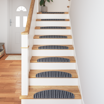 Självhäftande trappmattor 15 st 65 x 21 x 4 cm Non-Slip Grå