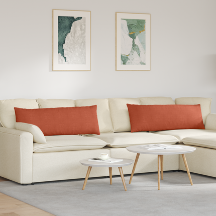 Sofakuddar 2 pcs Röd orange 120 x 40 cm Kordread tyg