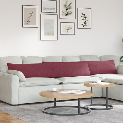 Sofakuddar 2 st tyg Vinröd 200 x 40 cm