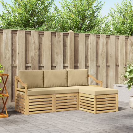 Utomhussoffset 4 st Vit och Beige Polyester
