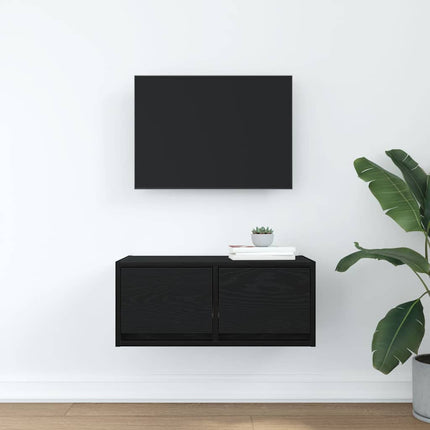 TV-bänk svart ek 60x31x25,5 cm konstruerat trä